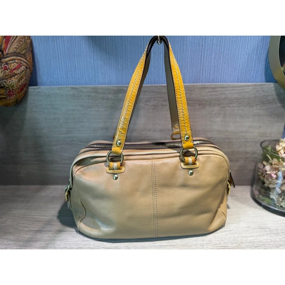 Coach Bonnie Leather Satchel in Brass/Camel/Sand